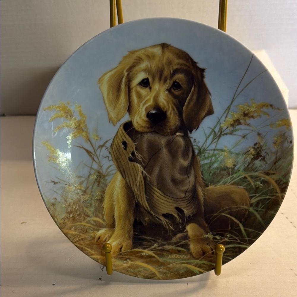 “Caught In The Act” Golden Retriever Decorative Plate (1987)